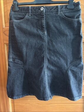 Theory Classic Dark Grey Denim A-Line Skirt